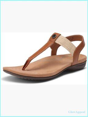 Arch Support T-Strap Sandals Comfortable Orthotic Flat Sandals for Women Casual